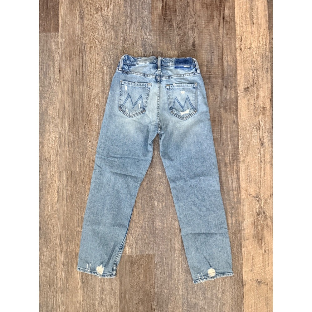 Mother Superior High Waisted Straight Leg Distressed Jeans Light Wash Size 26 - Picture 2 of 16